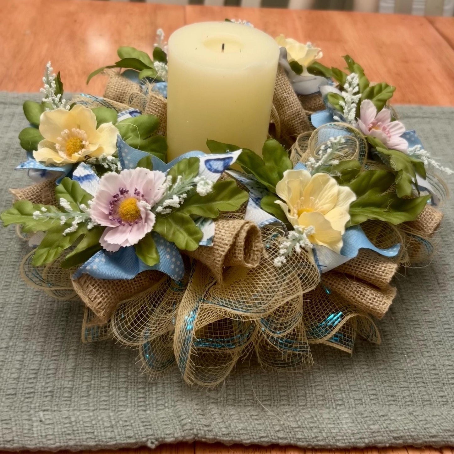 Burlap Wreath | Table Decor | Table Centerpiece | Rustic Farmhouse | Cottage Style Decor