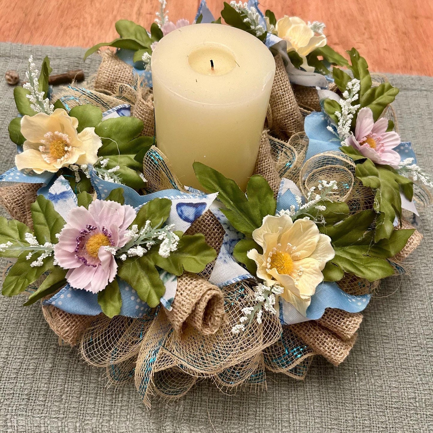 Burlap Wreath | Table Decor | Table Centerpiece | Rustic Farmhouse | Cottage Style Decor