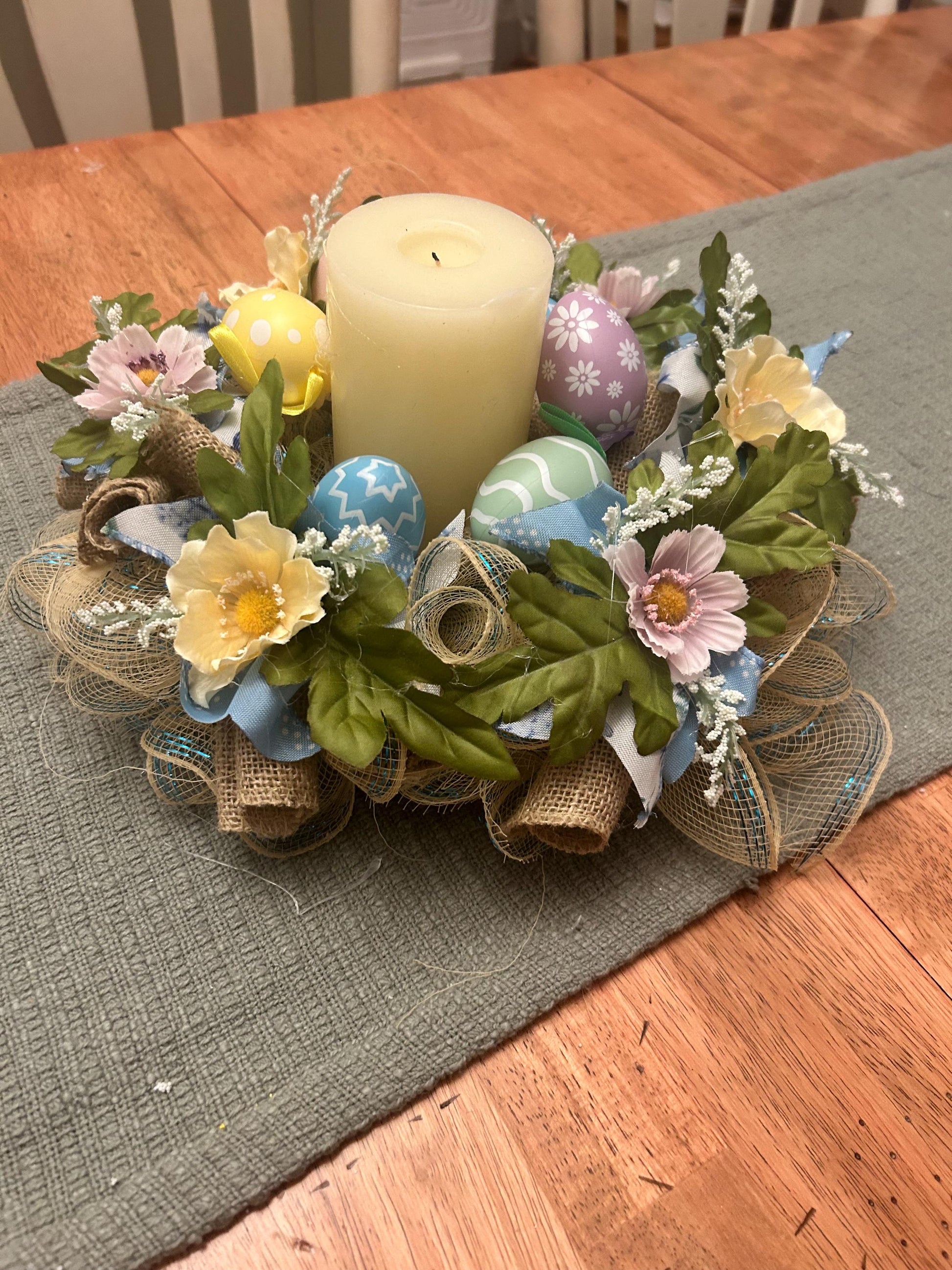 Burlap Wreath | Table Decor | Table Centerpiece | Rustic Farmhouse | Cottage Style Decor